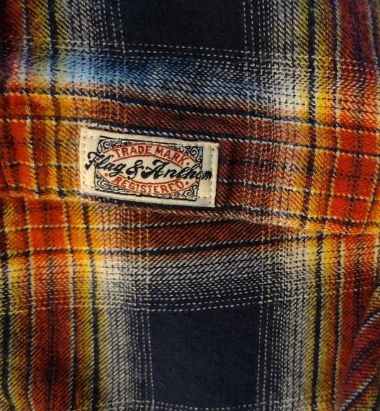 Flag & Anthem Men’s Plaid Button Down Flannel Shirt Orange Blue Yellow Size Sm - Picture 8 of 9